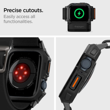 Apple Watch 4 / 5 / 6 / 7 / 8 / 9 / SE (44 / 45 mm) Spigen Lite Fit Pro dėklas-dirželis – matinės juodos spalvos 12