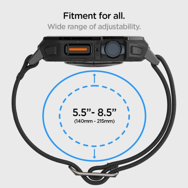 Apple Watch 4 / 5 / 6 / 7 / 8 / 9 / SE (44 / 45 mm) Spigen Lite Fit Pro dėklas-dirželis – matinės juodos spalvos 13