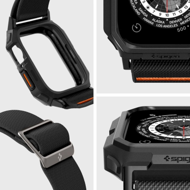 Apple Watch 4 / 5 / 6 / 7 / 8 / 9 / SE (44 / 45 mm) Spigen Lite Fit Pro dėklas-dirželis – matinės juodos spalvos 8