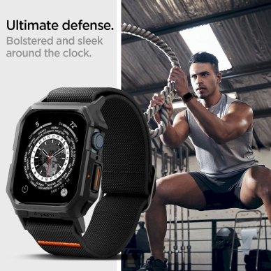 Apple Watch 4 / 5 / 6 / 7 / 8 / 9 / SE (44 / 45 mm) Spigen Lite Fit Pro dėklas-dirželis – matinės juodos spalvos 9