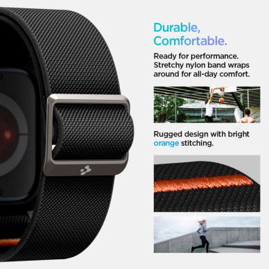 Apple Watch 10 42mm Spigen Lite Fit „PRO“ dirželis – juodas 11
