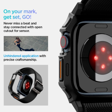 Apple Watch 10 42mm Spigen Lite Fit „PRO“ dirželis – juodas 12