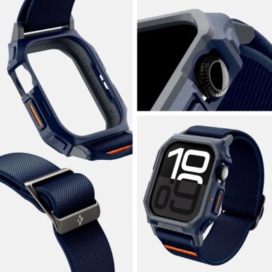 Apple Watch 10 46mm Spigen Lite Fit „Pro“ dirželis – tamsiai mėlynas 9