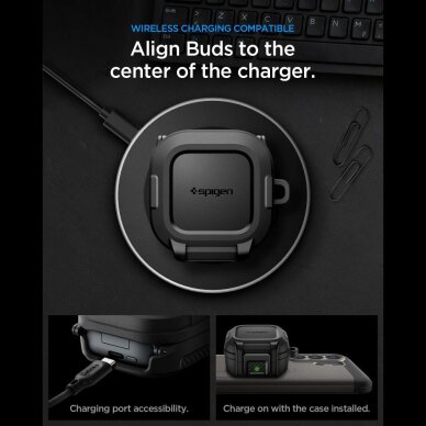 Samsung Galaxy Buds 4 / 4 Pro Spigen Lock Fit dėklas – matinė juoda 10