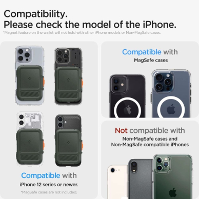 iPhone 16 – Spigen Lock Fit MagSafe Card dėklas - Žalias 13