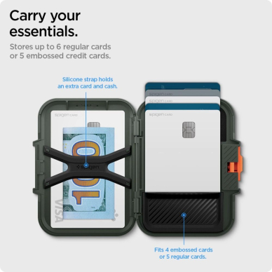 iPhone 16 – Spigen Lock Fit MagSafe Card dėklas - Žalias 14 iPhone 16 – Spigen Lock Fit MagSafe Card dėklas - Žalias 14