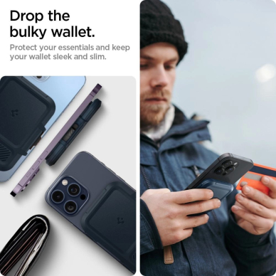 iPhone 16 – Spigen Lock Fit MagSafe Card dėklas - Tamsiai mėlynas 17