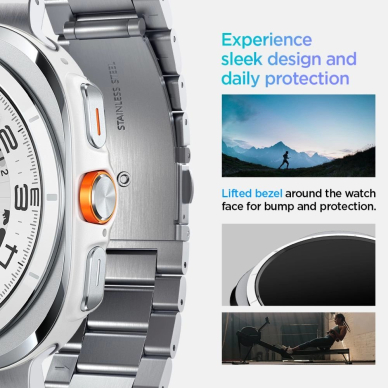 Samsung Galaxy Watch Ultra 47mm Spigen Modern Fit Band apyrankė – sidabrinė 10