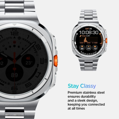 Samsung Galaxy Watch Ultra 47mm Spigen Modern Fit Band apyrankė – sidabrinė 9