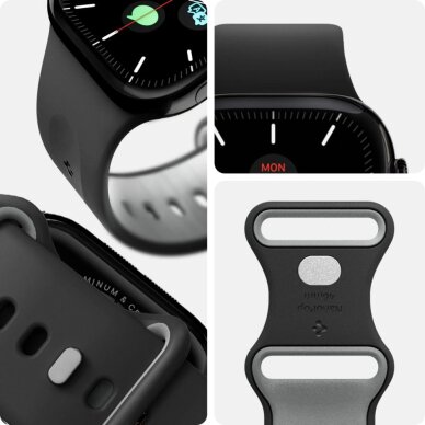 Apple Watch 44 / 45 / 46 / 49 mm Spigen Nano Pop dirželis – juodas ir pilkas 7