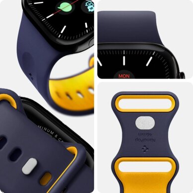 Apple Watch 44 / 45 / 46 / 49 mm Spigen Nano Pop dirželis – tamsiai mėlynas ir geltonas 7