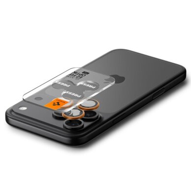 iPhone 16 Pro / 16 Pro Max / 17 Pro / 17 Pro Max Spigen Optik Pro kameros stiklas – oranžinis 4