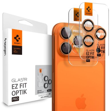 iPhone 16 Pro / 16 Pro Max / 17 Pro / 17 Pro Max Spigen Optik Pro kameros stiklas – oranžinis iPhone 16 Pro / 16 Pro Max / 17 Pro / 17 Pro Max Spigen Optik Pro kameros stiklas – oranžinis