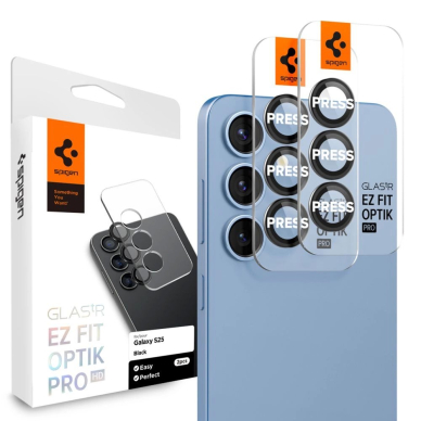 Samsung Galaxy S25+ Spigen Optik Pro GLAS.TR EZ FIT kameros apsauga (2 vnt.) – juoda