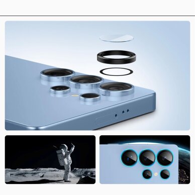 Samsung Galaxy S25 Ultra Spigen Optik Pro GLAS.TR EZ FIT 2-pack kameros apsauga – juoda 7