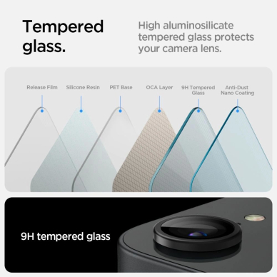 Spigen Optik Pro GLAS.TR "Ez Fit" kameros dangtelis (2 vnt.) skirtas iPhone 16e – juodas 10