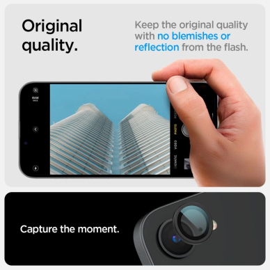 Spigen Optik Pro GLAS.TR "Ez Fit" kameros dangtelis (2 vnt.) skirtas iPhone 16e – juodas 6