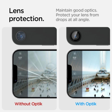 Spigen Optik Pro GLAS.TR "Ez Fit" kameros dangtelis (2 vnt.) skirtas iPhone 16e – juodas 9