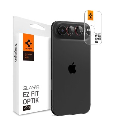 iPhone Air Spigen Optik Pro L-Series kameros stiklas (2 vnt.) – juodas ir raudonas