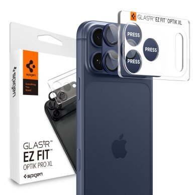 iPhone 17 Pro Spigen Optik Pro XL kameros stiklas – Navy Blue iPhone 17 Pro Spigen Optik Pro XL kameros stiklas – Navy Blue