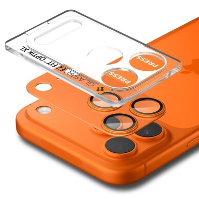 iPhone 17 Pro Spigen Optik Pro XL kameros stiklas – oranžinis 1