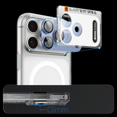 iPhone 18 Pro Max Spigen Optik Pro XL GLAS.TR EZ FIT kameros apsauginis grūdintas stiklas – šviesiai mėlynas 11 iPhone 18 Pro Max Spigen Optik Pro XL GLAS.TR EZ FIT kameros apsauginis grūdintas stiklas – šviesiai mėlynas 11