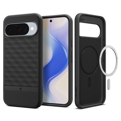 Google Pixel 10 / 10 Pro dėklas Spigen Parallax Mag, MagSafe – matinės juodos