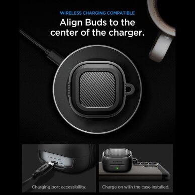 Samsung Galaxy Buds 4 / 4 Pro Spigen Rugged Armor dėklas – matinė juoda 9