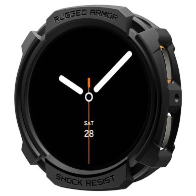 Samsung Galaxy Watch 8 44mm dėklas Spigen Rugged Armor – matinės juodos spalvos 1