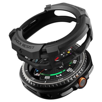 Samsung Galaxy Watch 8 Classic 46mm dėklas Spigen Rugged Armor – matinės juodos spalvos 10