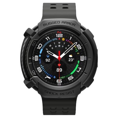 Samsung Galaxy Watch 8 Classic 46mm dėklas Spigen Rugged Armor – matinės juodos spalvos 3