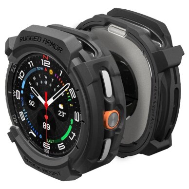Samsung Galaxy Watch 8 Classic 46mm dėklas Spigen Rugged Armor – matinės juodos spalvos