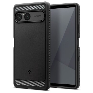 Sony Xperia 10 VII Spigen Rugged Armor dėklas – matinės juodos spalvos