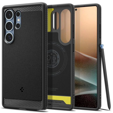 Samsung Galaxy S25 Ultra – Spigen Rugged Armor Mag dėklas - Juodas