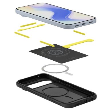 Google Pixel 10 / 10 Pro dėklas Spigen Rugged Armor Mag su MagSafe – matinės juodos spalvos 8