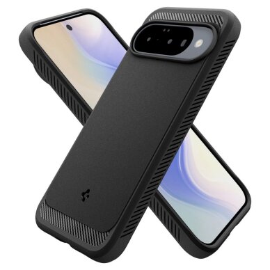 Google Pixel 10 / 10 Pro dėklas Spigen Rugged Armor Mag su MagSafe – matinės juodos spalvos 9