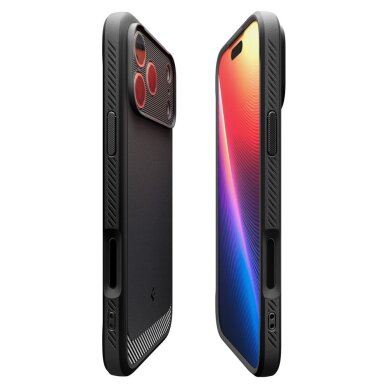 iPhone 17 Pro dėklas Spigen Rugged Armor Mag, MagSafe – matinės juodos 5