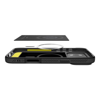 iPhone 17 Pro dėklas Spigen Rugged Armor Mag, MagSafe – matinės juodos 6
