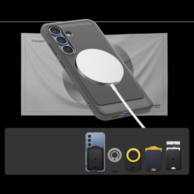 Spigen Rugged Armor Mag MagSafe Dėklas Samsung Galaxy S25 - Pilkas 17 Spigen Rugged Armor Mag MagSafe Dėklas Samsung Galaxy S25 - Pilkas 17