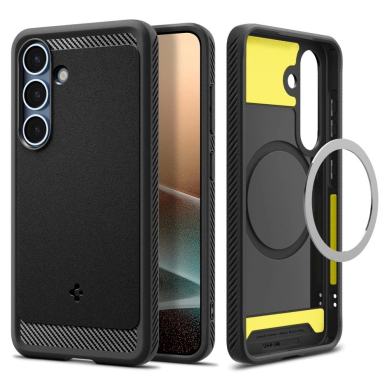 Spigen Sustiprintas Armor Mag MagSafe Dėklas Samsung Galaxy S25 - Juodas