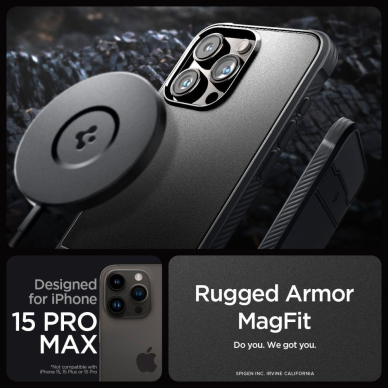 Apsauginis dėklas Spigen RUGGED ARMOR MAG MAGSAFE IPHONE 15 PRO MAX MATTE Juodas 9 Apsauginis dėklas Spigen RUGGED ARMOR MAG MAGSAFE IPHONE 15 PRO MAX MATTE Juodas 9