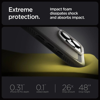 Spigen Sustiprintas Armor MagSafe Dėklas skirtas iPhone 16 Pro Max - Pilkas 10