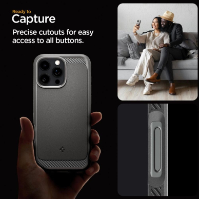 Spigen Sustiprintas Armor MagSafe Dėklas skirtas iPhone 16 Pro Max - Pilkas 12