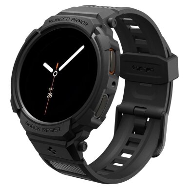 Samsung Galaxy Watch 8 44mm Spigen Rugged Armor Pro dirželis – matinės juodos spalvos