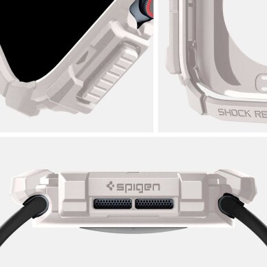 Apple Watch 10 46mm Spigen Rugged Armor dirželis – smėlinis 8