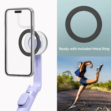 Spigen S571W Asmenukių lazda su MagSafe, Bluetooth ir trikoju – violetinis 6