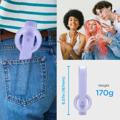 Spigen S571W Asmenukių lazda su MagSafe, Bluetooth ir trikoju – violetinis 8
