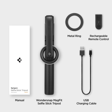 Spigen S580W Asmenukių lazda su MagSafe, Bluetooth ir trikoju – juodas 11