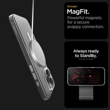 iPhone 16 Pro Max Spigen Thin Fit MagSafe dėklas – skaidrus / baltas 10