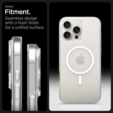 iPhone 16 Pro Max Spigen Thin Fit MagSafe dėklas – skaidrus / baltas 9